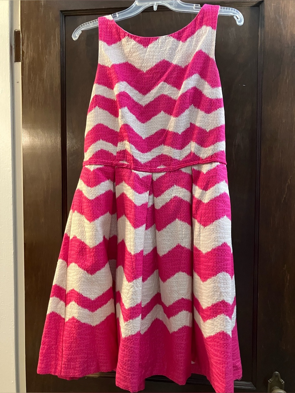 Women’s Pink & Cream Chevron Fit-and-Flare Dress